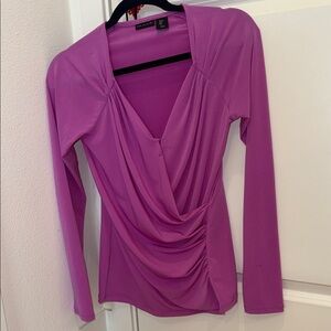 Tahari Elegant Purple Drape Blouse
